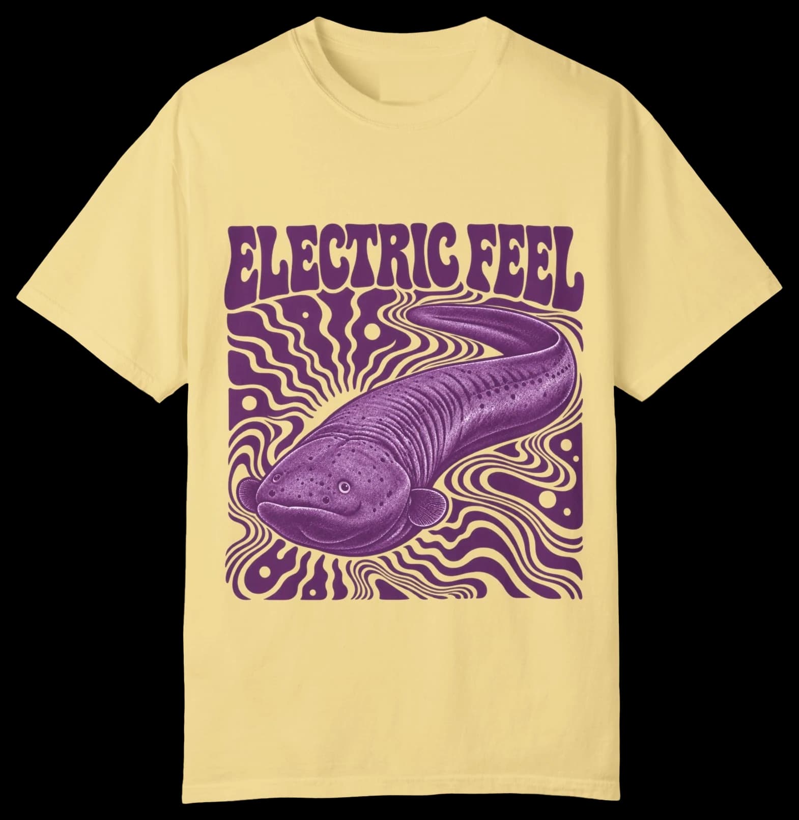 Electric Feel psychedelic T-shirt in Butter
